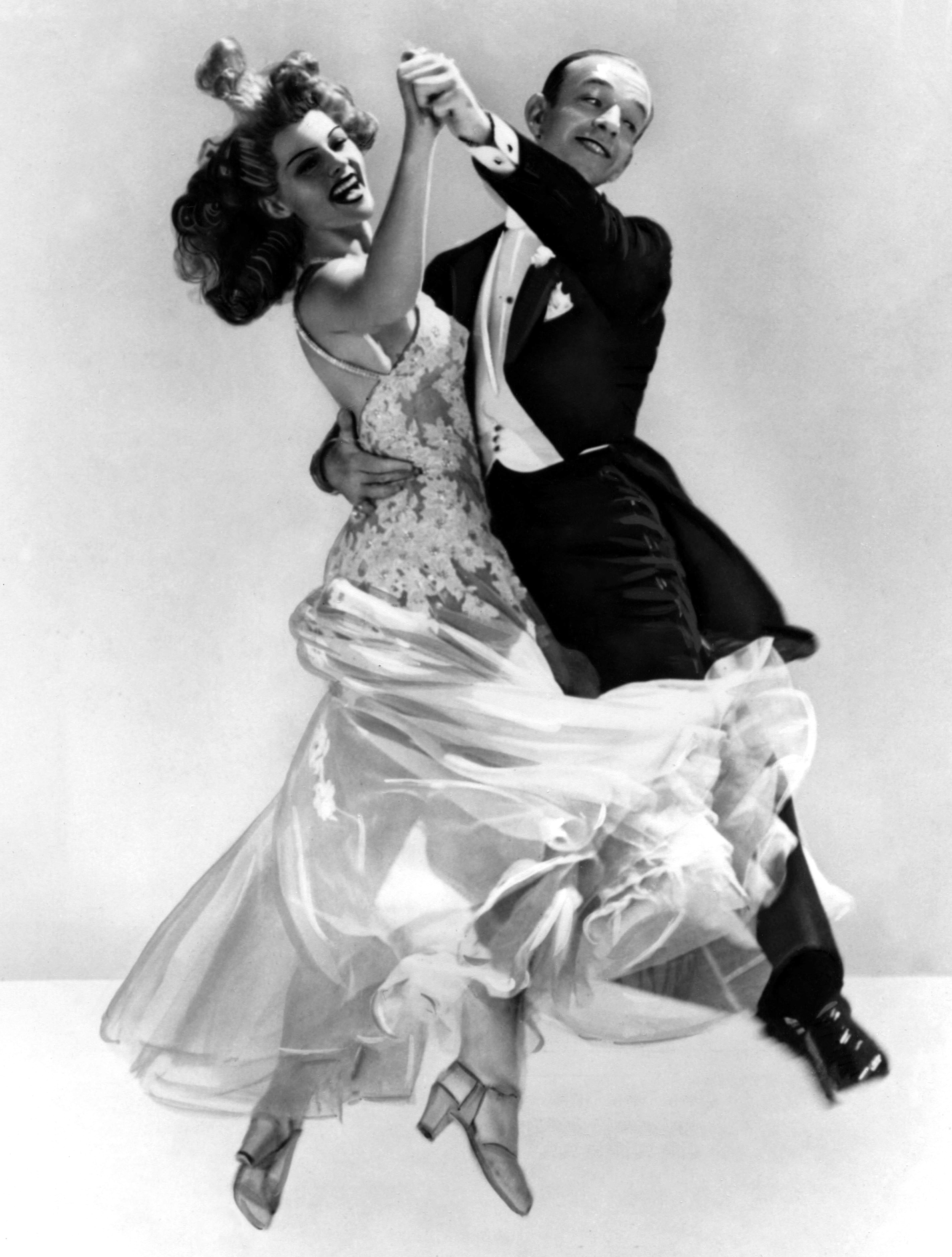 Unknown Black and White Photograph - Rita Hayworth and Fred Astaire Dancing Globe Photos Fine Art Print