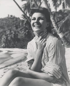 Vintage Rita Hayworth Smiling on the Beach Fine Art Print