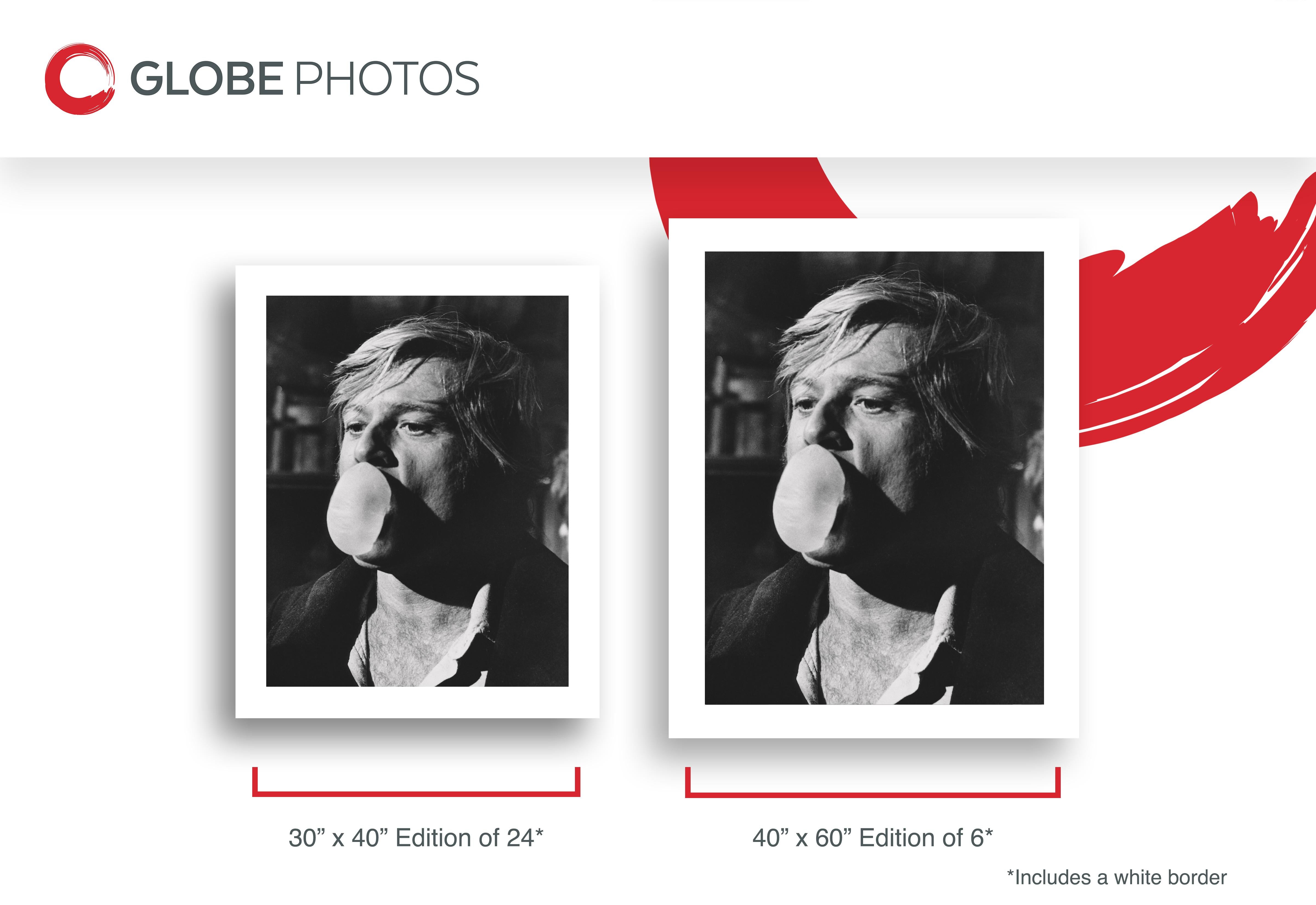 Robert Redford Blowing a Bubble - Black Portrait Photograph by Unknown