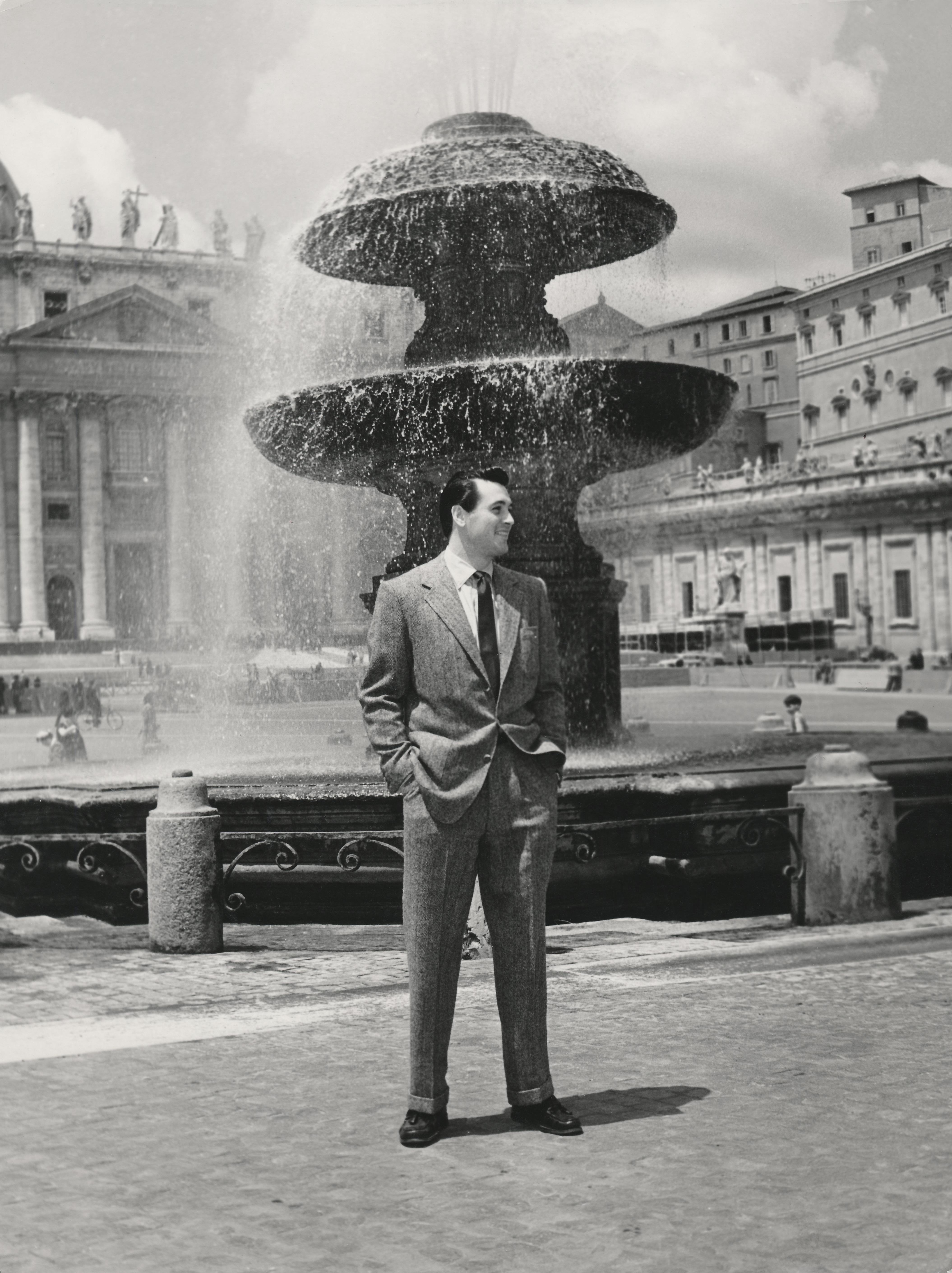Unknown Black and White Photograph - Rock Hudson at St. Peter's Basilica Fine Art Print