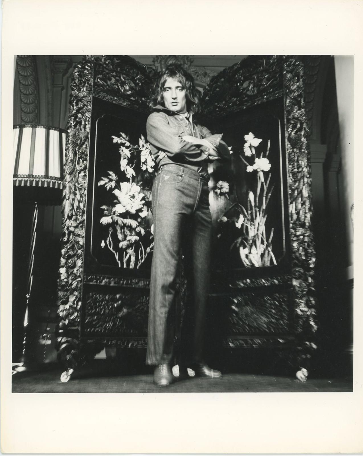 Unknown Black and White Photograph - Rod Stewart Black and White Portrait 1970's