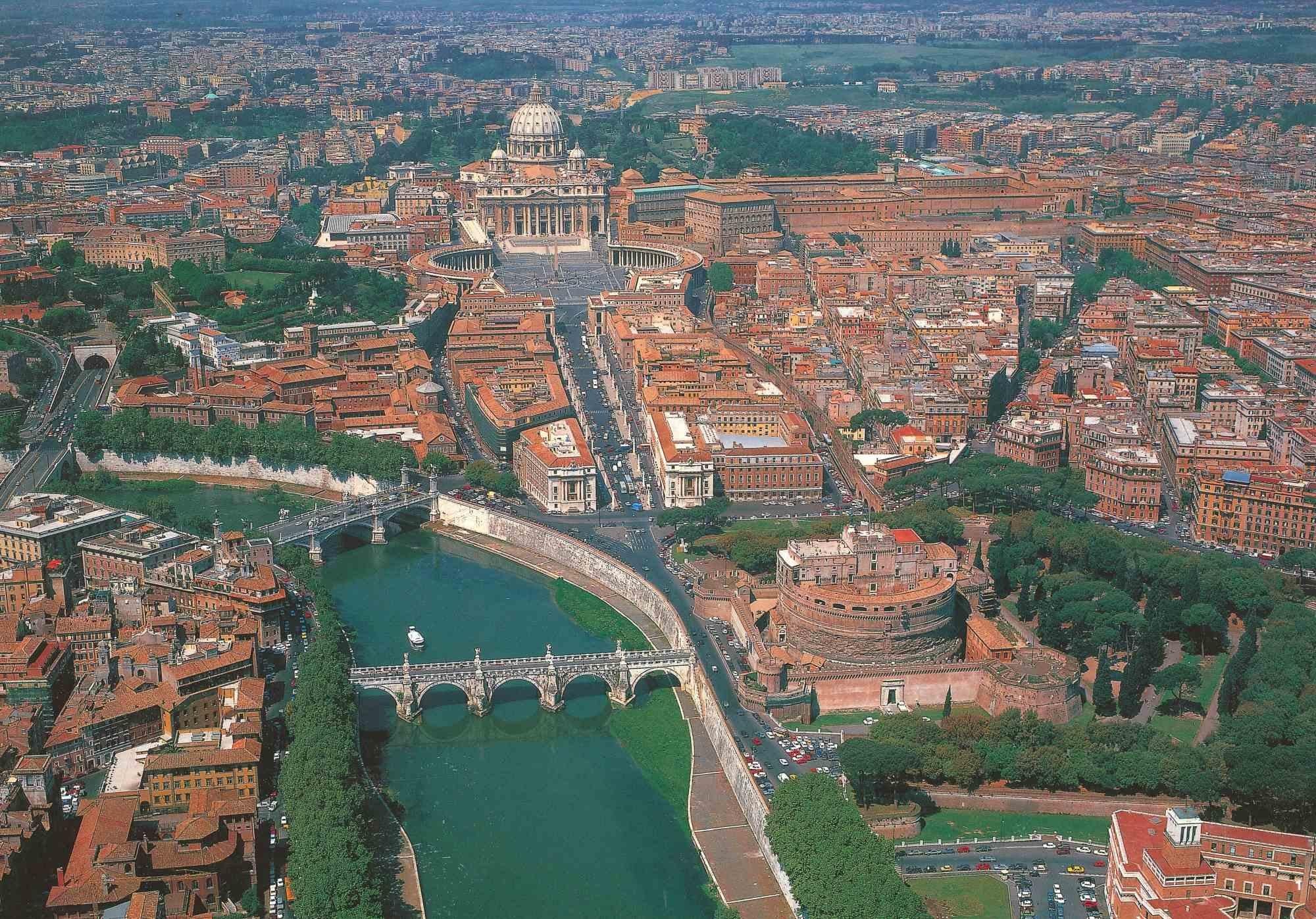 Roma, vista a volo d'uccello di Santa Maria Maggiore - Foto d'epoca - Anni '70
