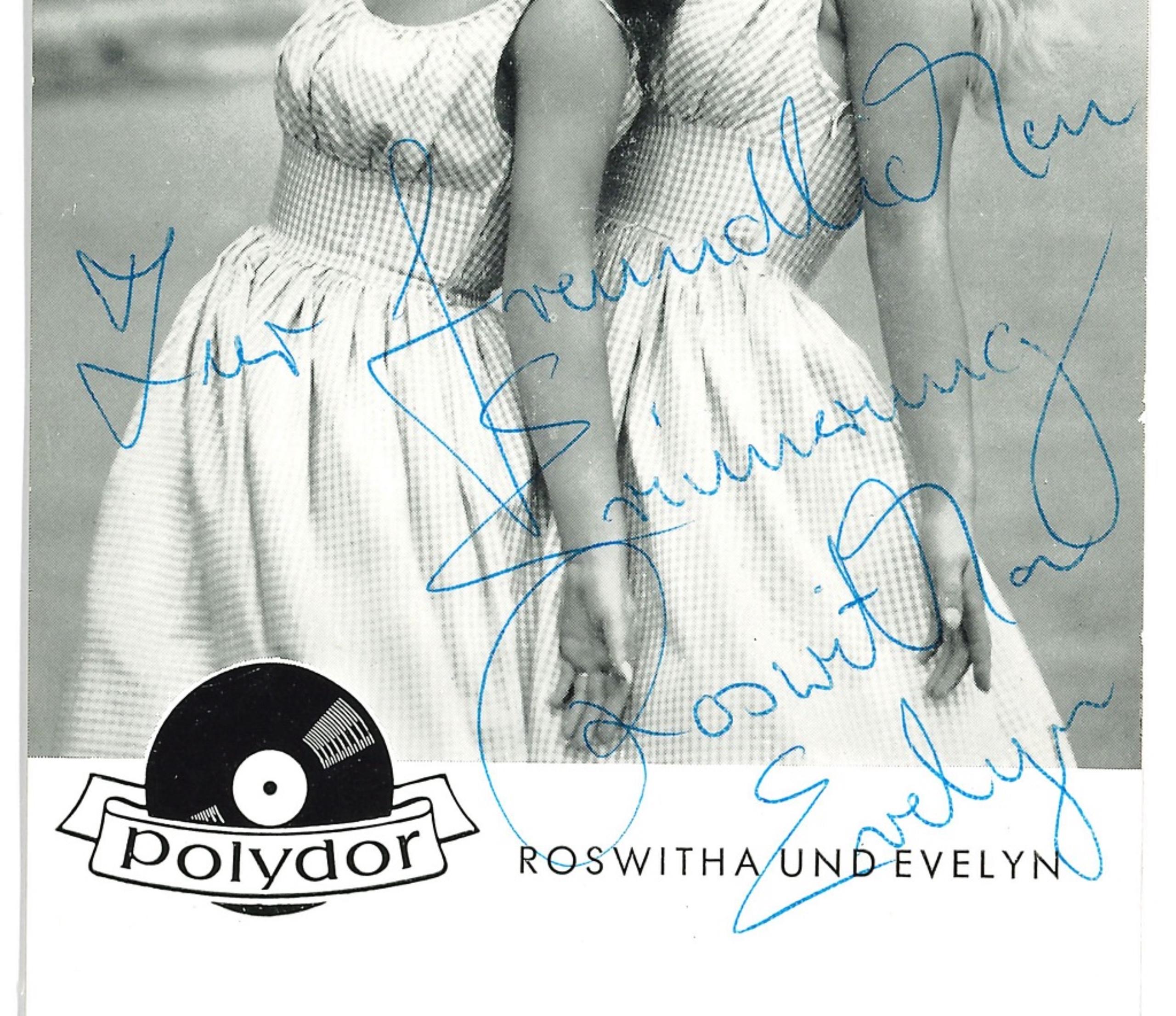 Roswitha and Evelyn - Original Autographed b/w Postcard - 1950s - Photograph by Unknown