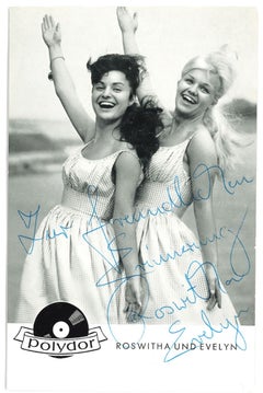 Roswitha et Evelyn - Carte originale signée et autographiée b/w, années 1950