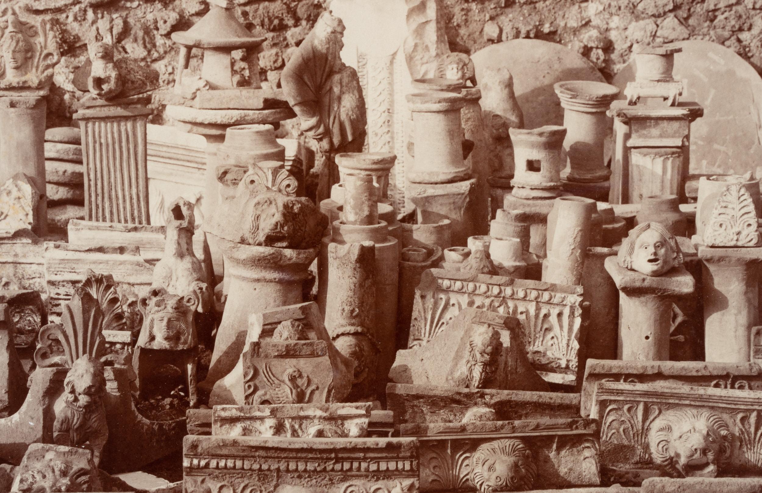 Sculpture fragments, Pompeii - Photograph by Fratelli Alinari
