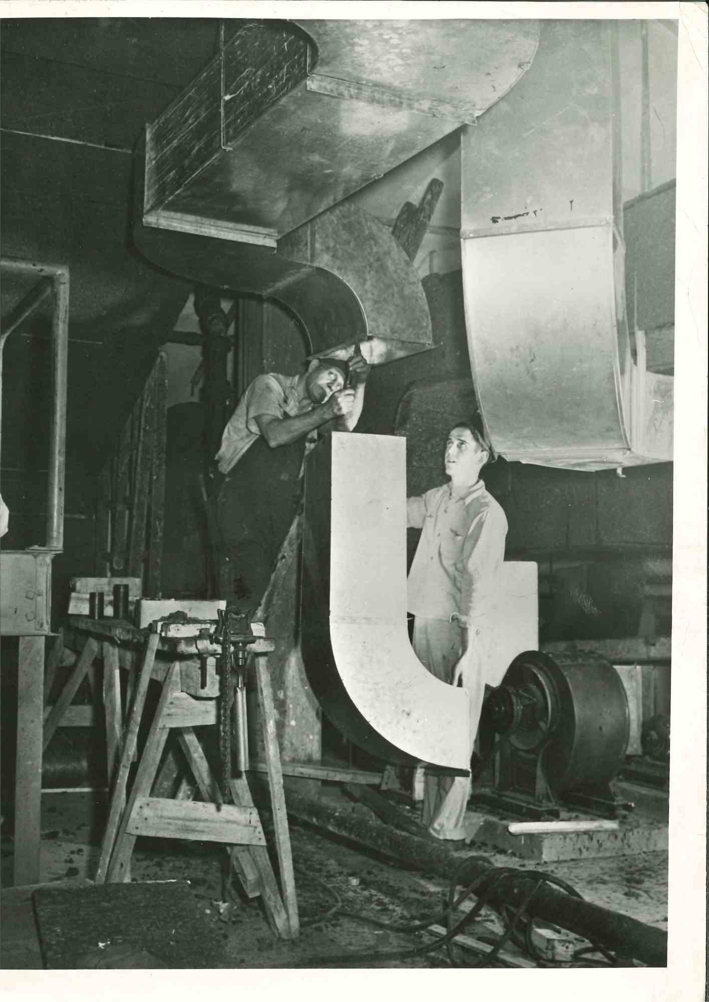 Unknown Figurative Photograph - Sheet Metal Worker - Vintage Photograph - Mid 20th Century