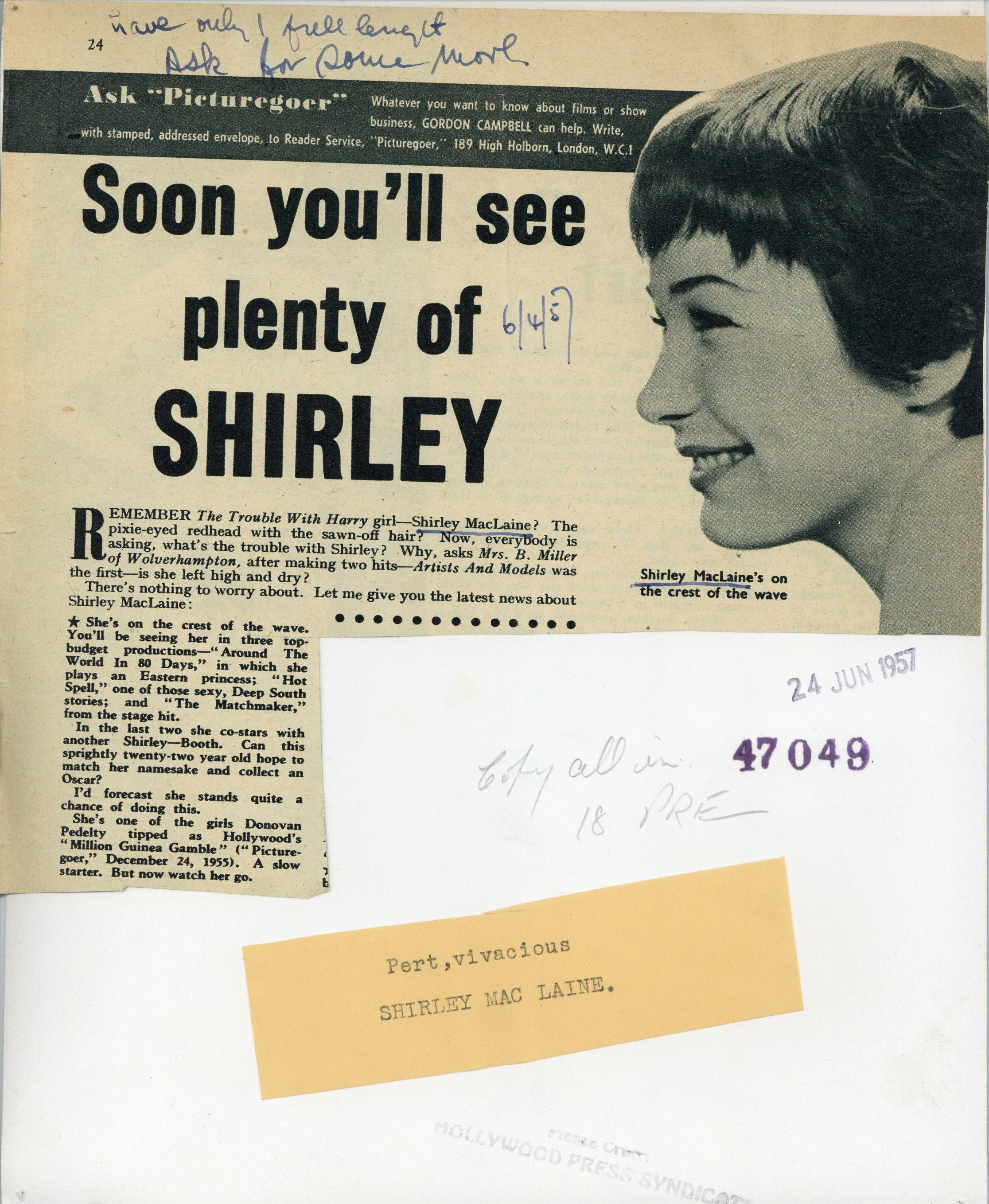 shirley maclaine jeune