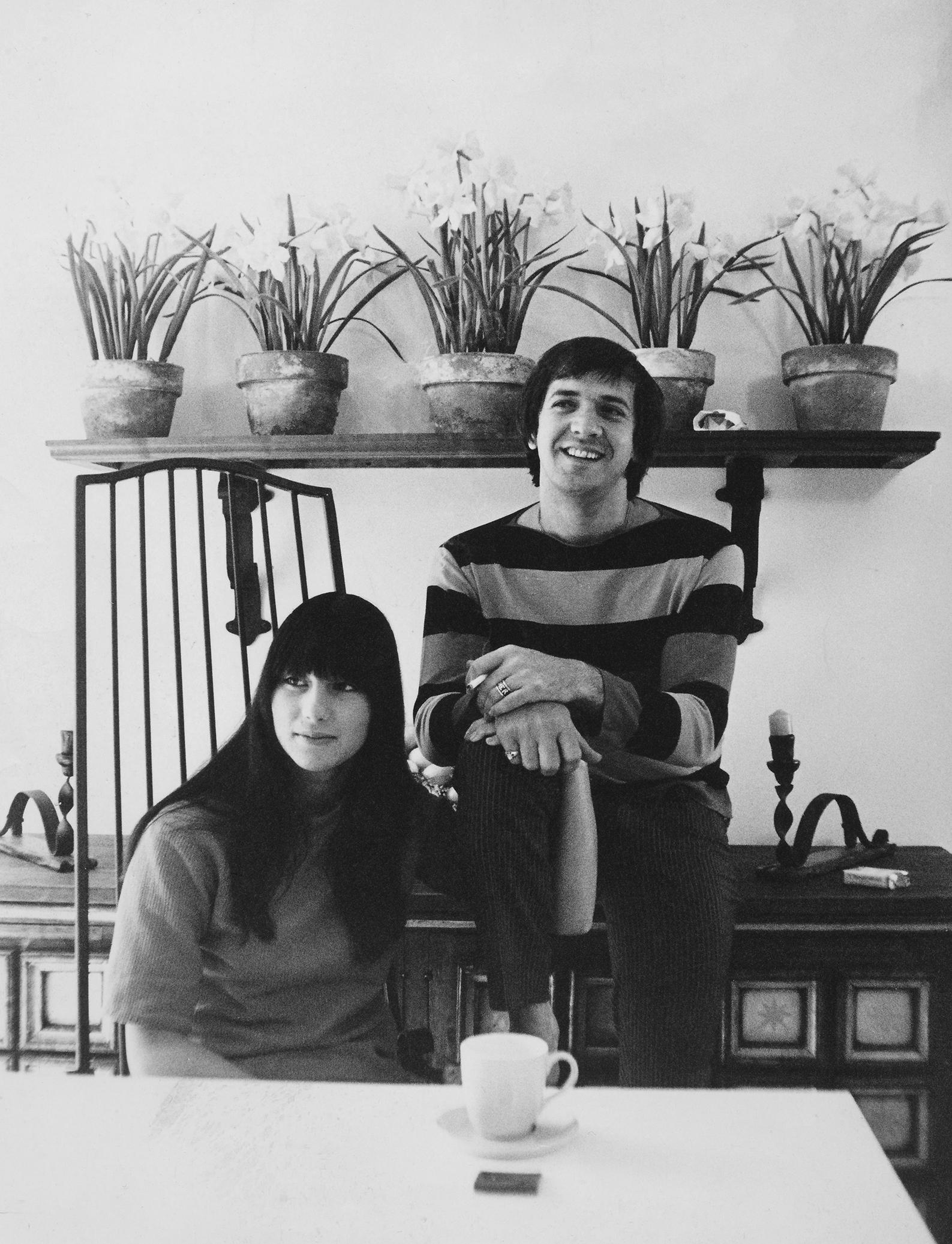 Unknown Portrait Photograph - Sonny and Cher Smiling in Kitchen