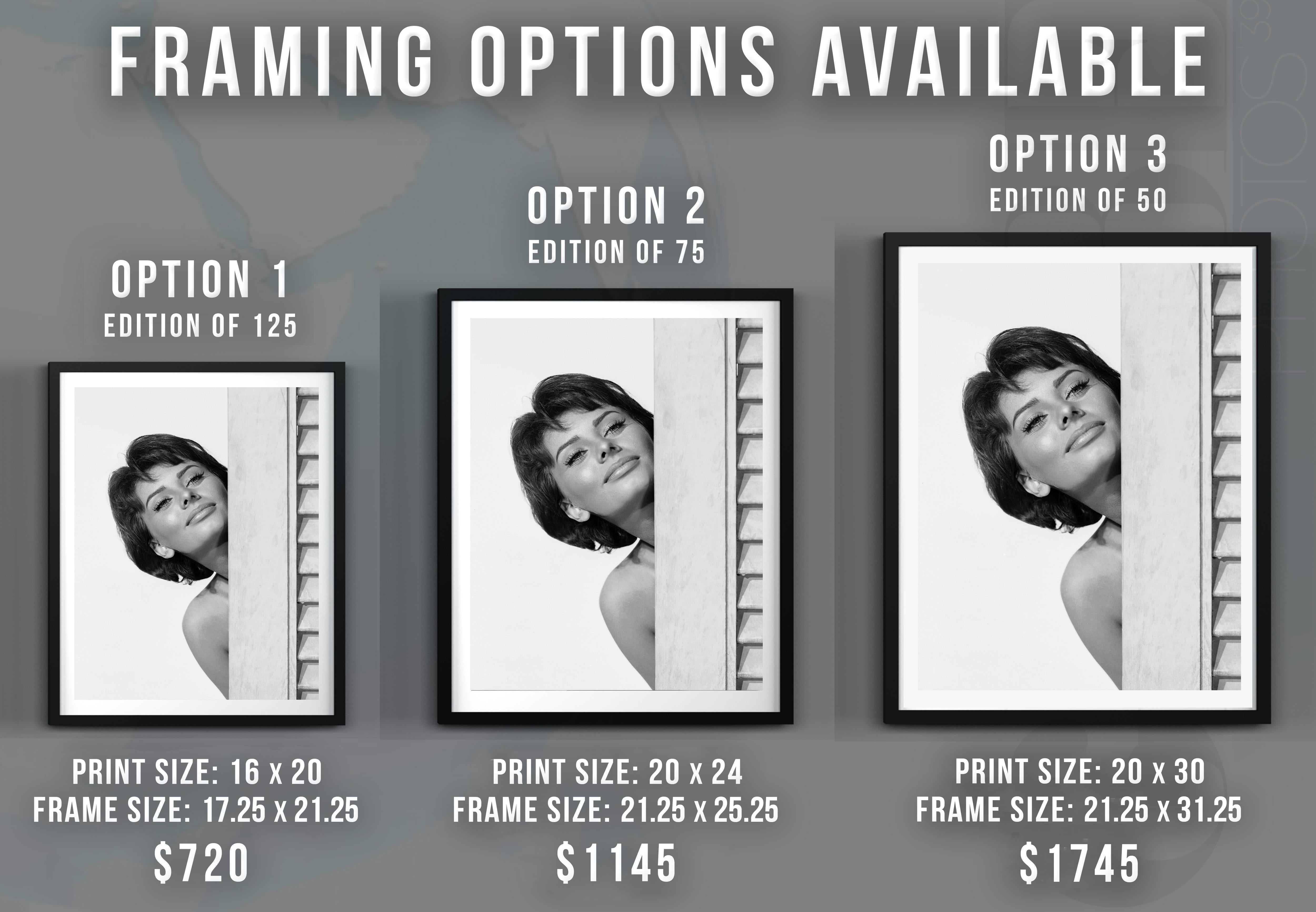 Sophia Loren Behind Corner Globe Photos Fine Art Print - Gray Black and White Photograph by Unknown