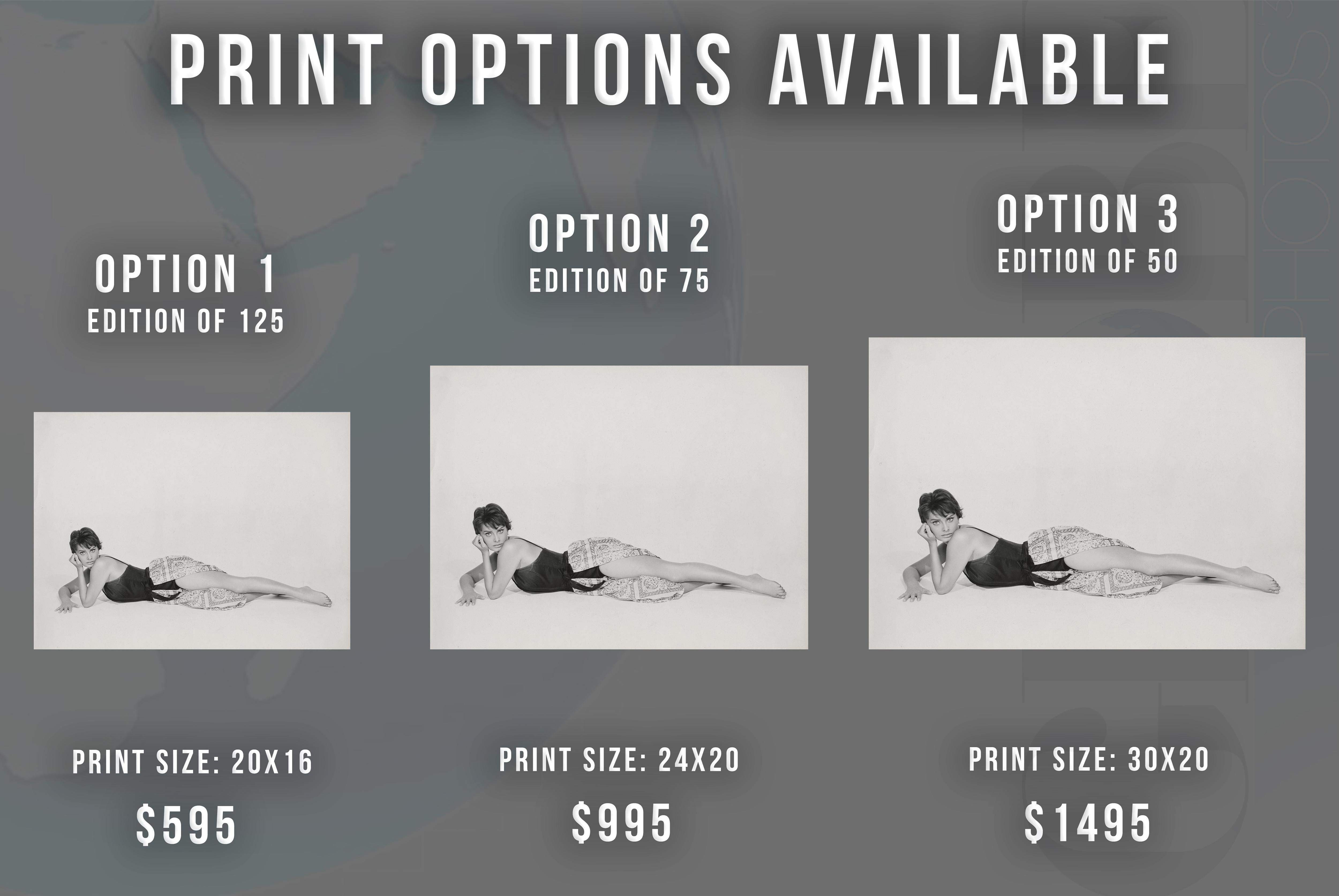 Sophia Loren Lying in Pinup Pose Fine Art Print - Photograph by Unknown