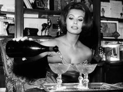 Sophia Loren Pouring Champagne 40 x 30” Edition of 24