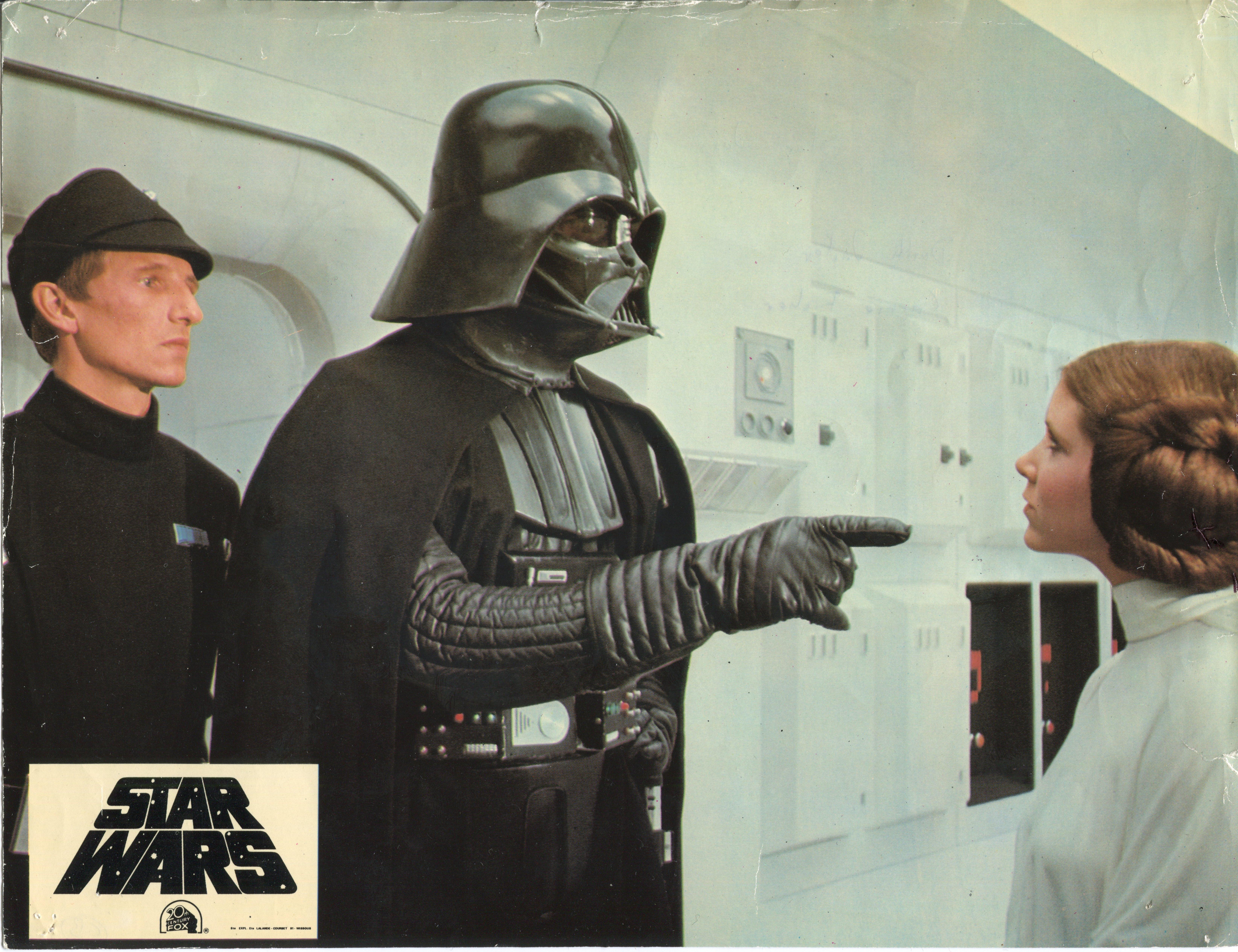 Unknown Color Photograph – Star Wars - Leia Organa & Darth Vader - Original Lobbykarte '77