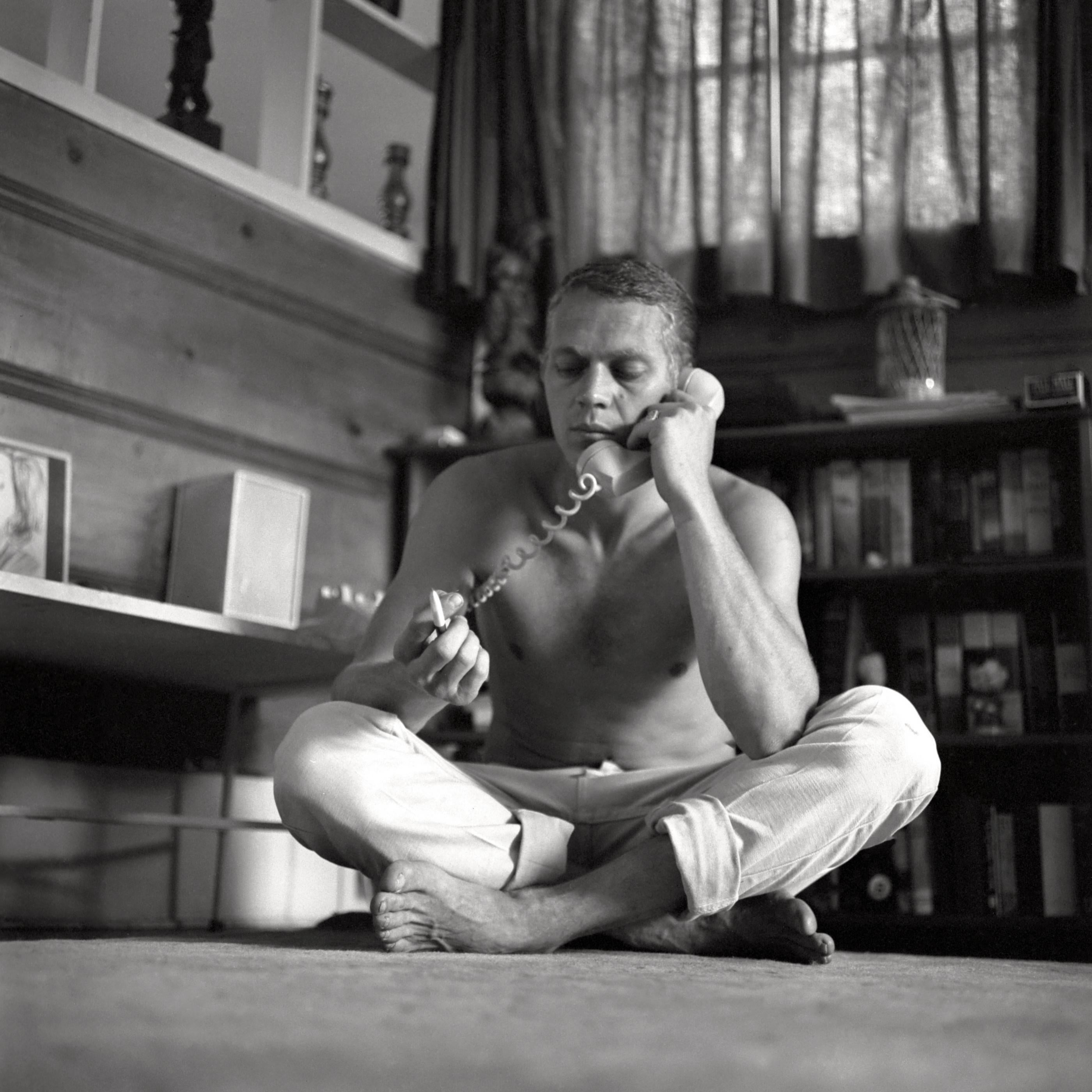 Unknown Black and White Photograph - Steve McQueen in His Study