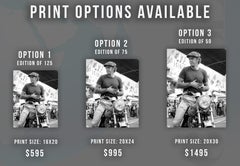 Steve McQueen on Motorcycle Fine Art Print