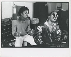 Stevie Wonder and Jermaine Jackson in the Studio Together in 1980