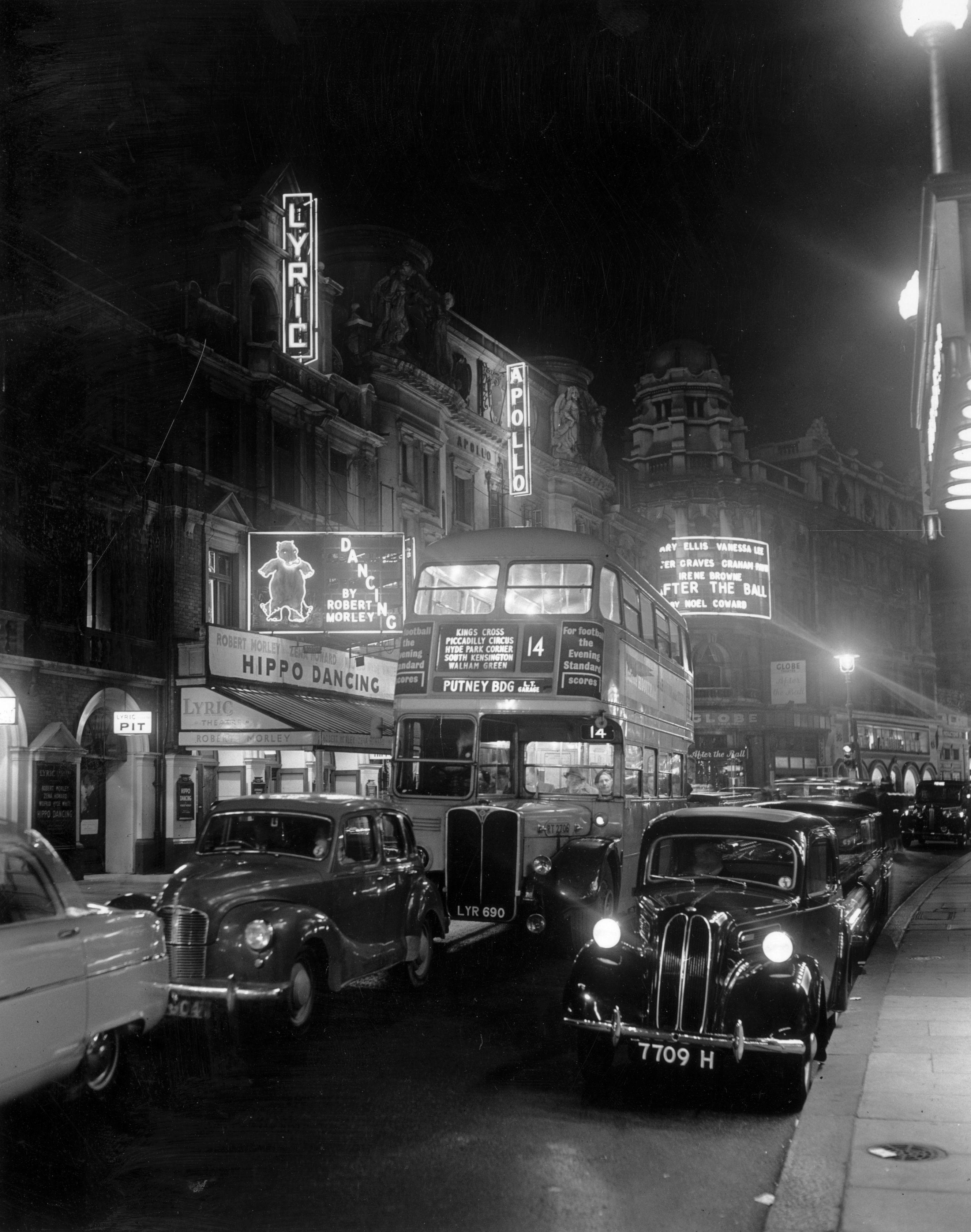 Black and White Photograph di Unknown - Street Night (1954) - Stampa alla gelatina d'argento su fibra