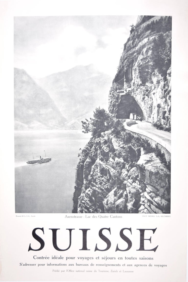 Unknown - Suisse - Axenstrasse Wehrli Lake Steamer c. 1925 Swiss original photo poster ...