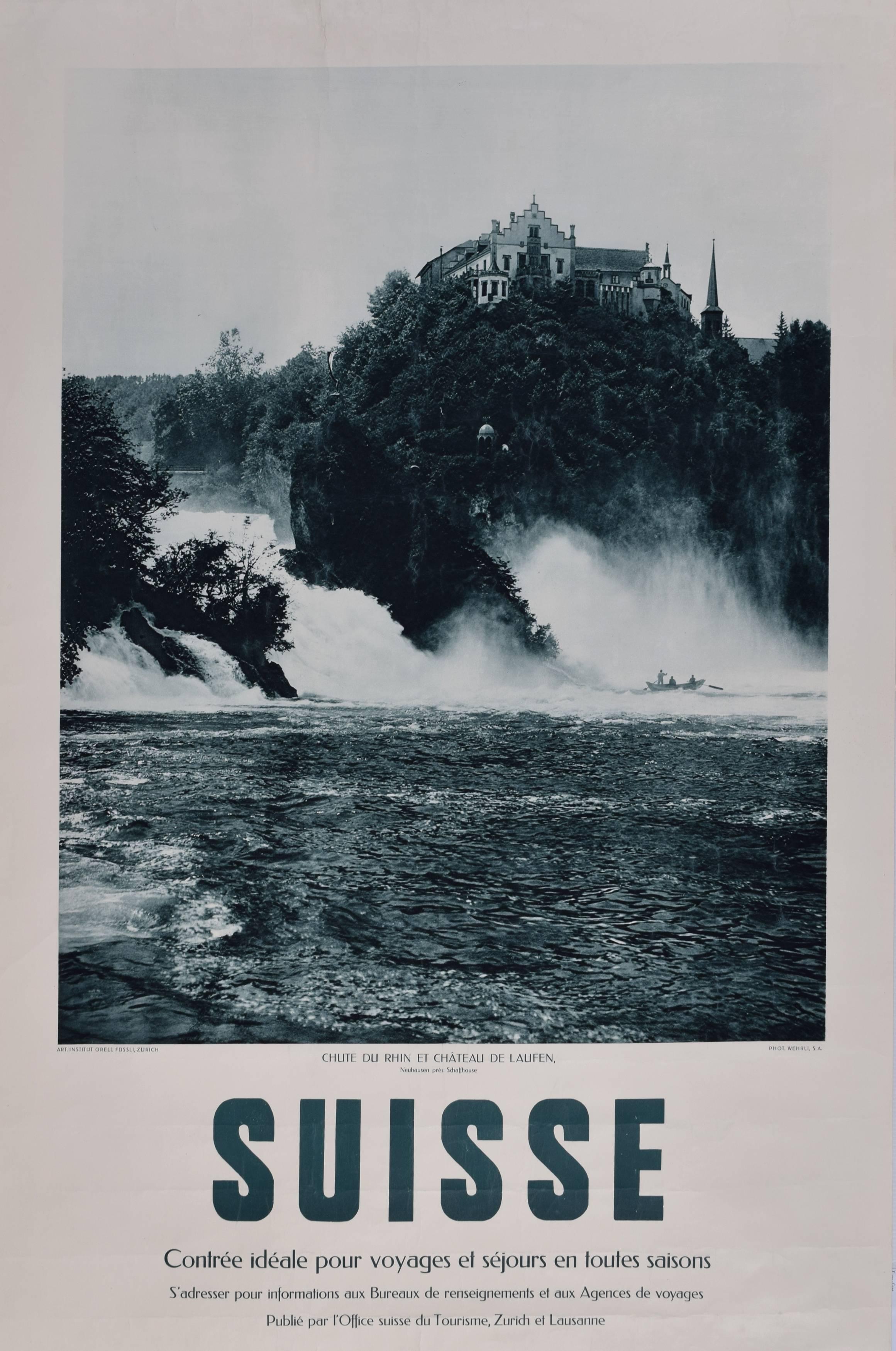 Landscape Photograph de Unknown - Suisse - Chutes du Rhin - Rheinfall - Cascadas: Cartel original suizo de 1925