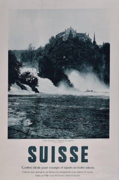 Schweizer Schweiz - Chutes du Rhin - Rheinfall - Wasserfälle: 1925 Schweizer Originalplakat  