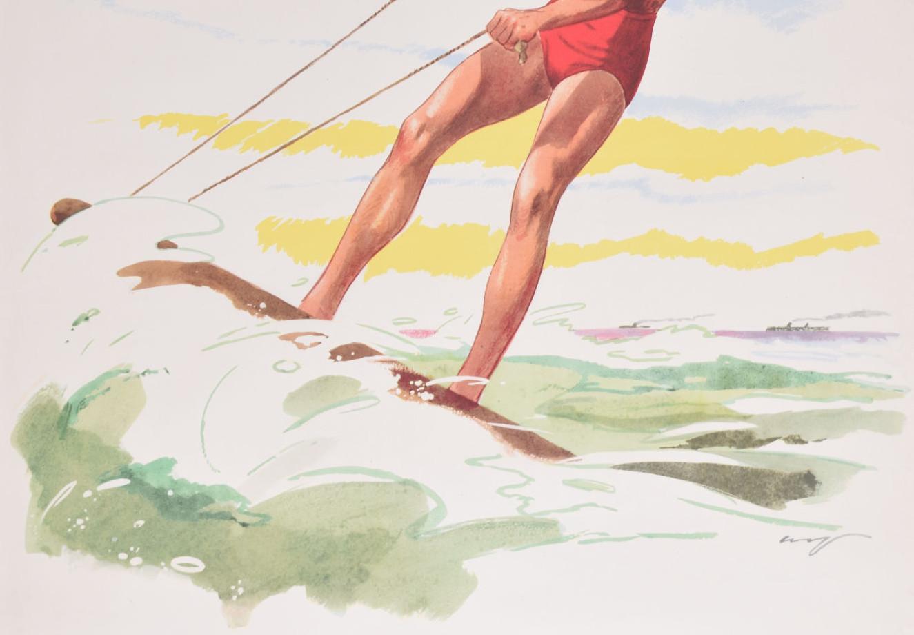 Surfing Keep on the Crest of the wave original vintage poster For Sale 2