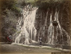 Tamadare Waterfall Hakone, hand-colored Meiji era photograph, Japan
