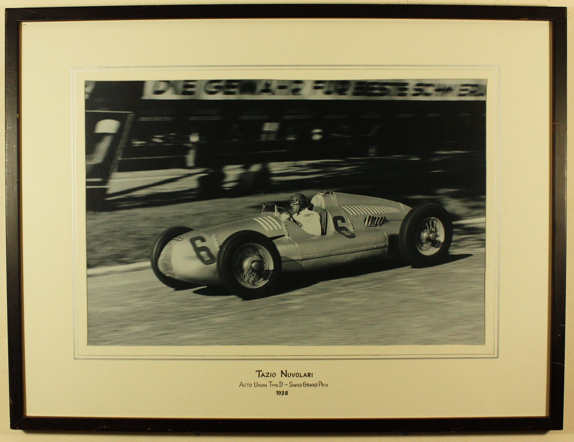 Unknown Black and White Photograph - Tazio Nuvolari Auto Union D Type Swiss Grand Prix 1938