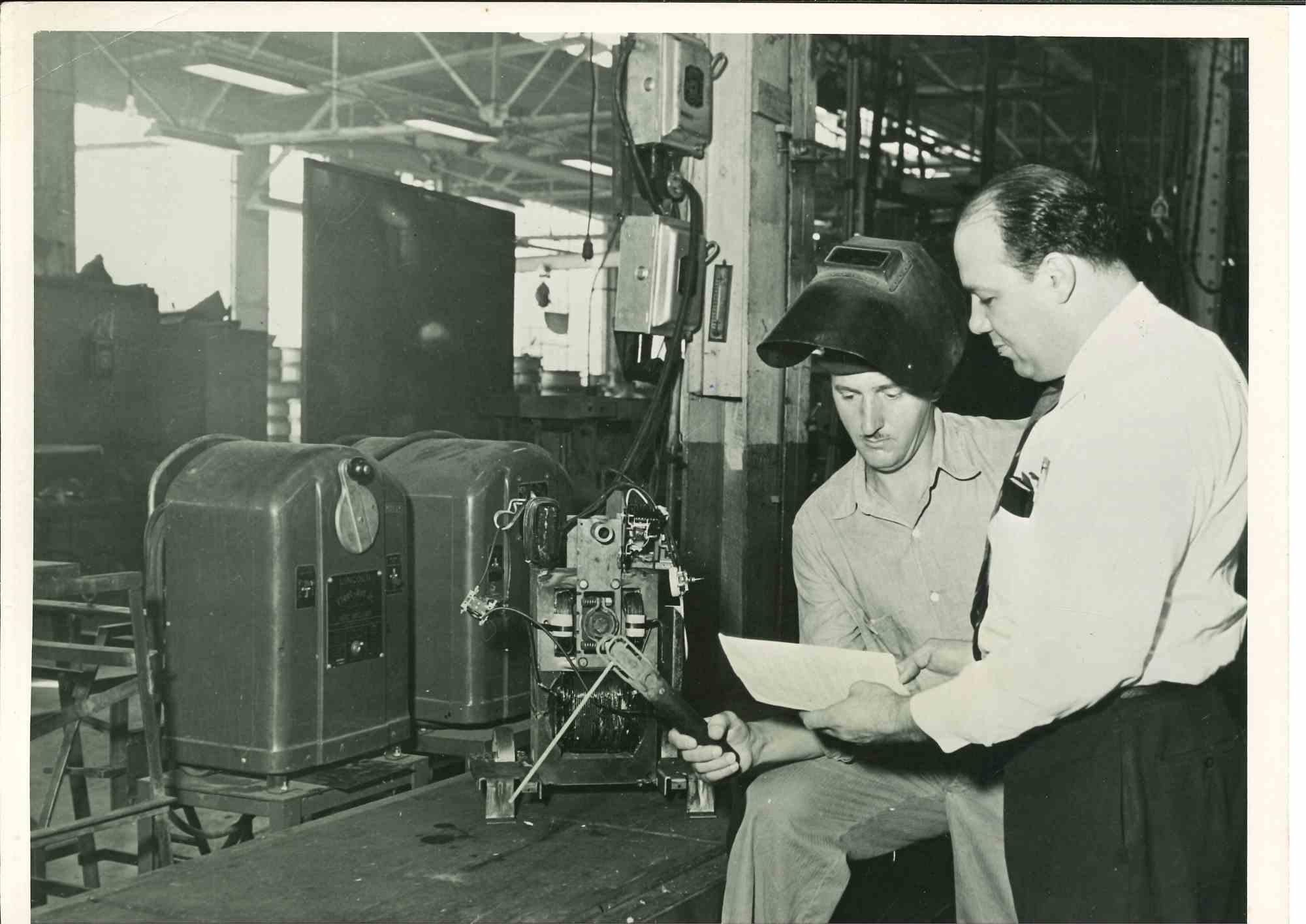 Unknown Figurative Photograph - Ted Meyer at the Lincoln Electric Company -Vintage Photograph - Mid 20th Century