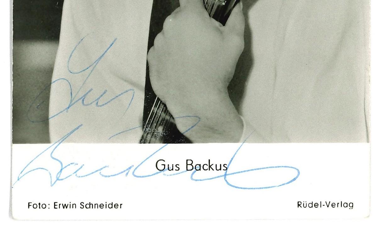 The Autograph by Gus Backus - Vintage b/w Postcard - 1960s - Photograph by Unknown