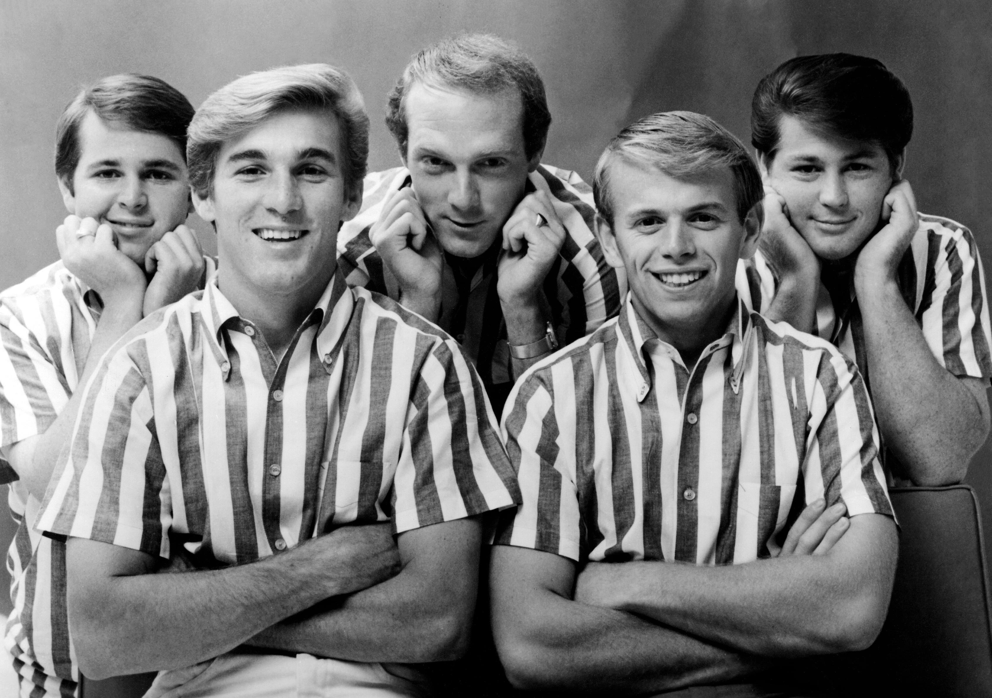 Unknown Black and White Photograph - The Beach Boys in Stripes Globe Photos Fine Art Print