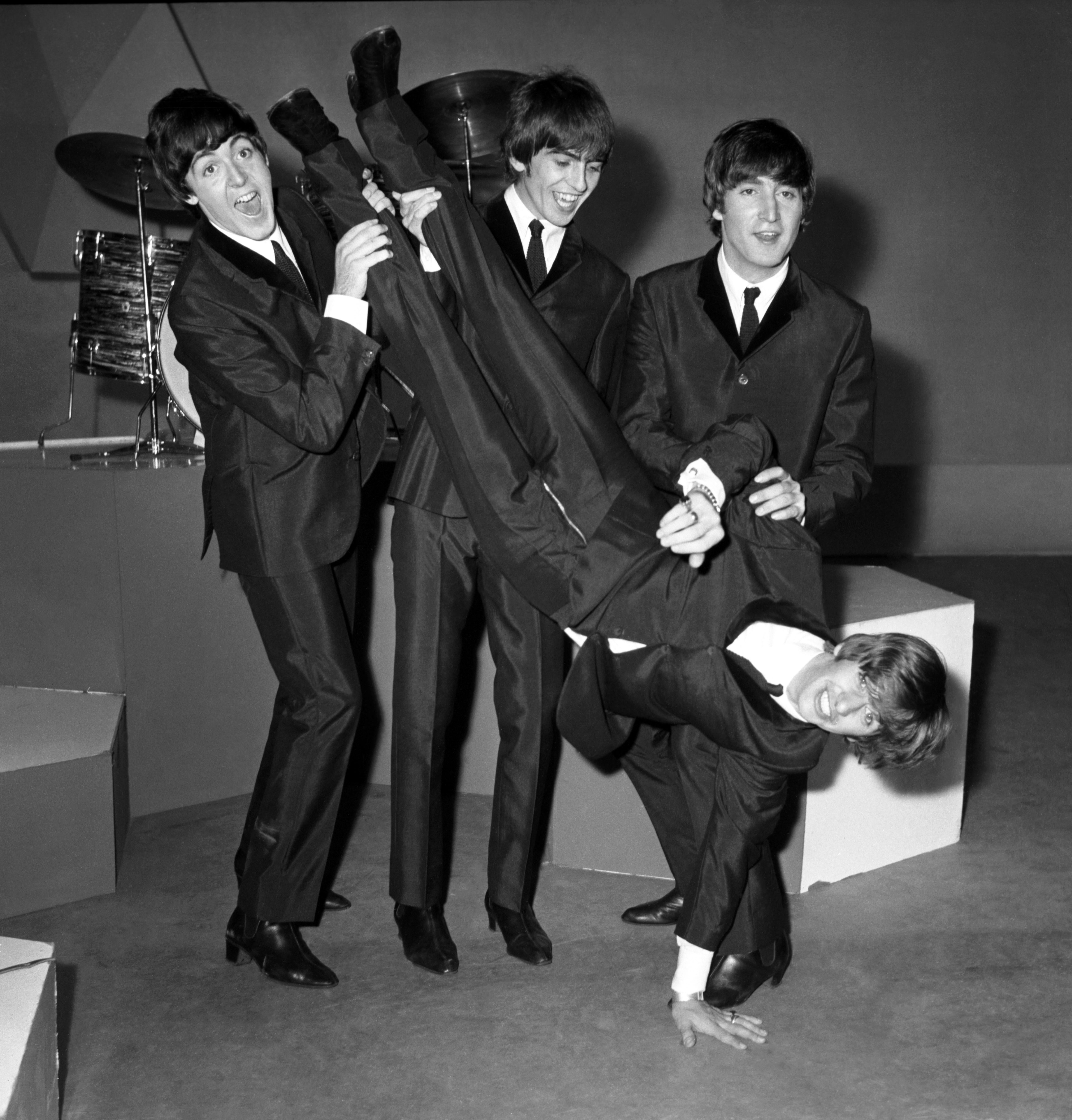 Unknown Black and White Photograph - The Beatles Having Fun Globe Photos Fine Art Print