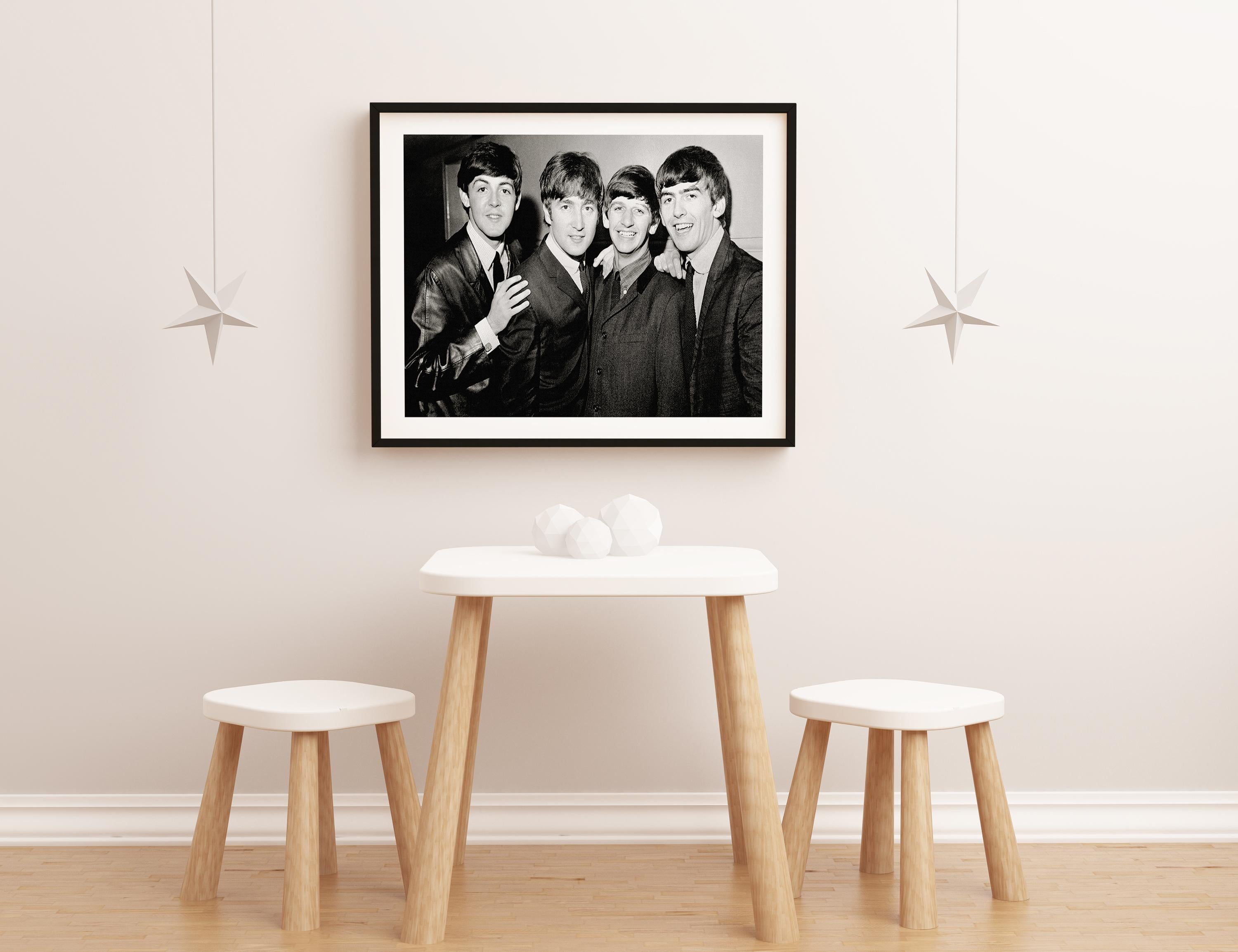 The Beatles Posed Smiling Globe Photos Fine Art Print For Sale 1