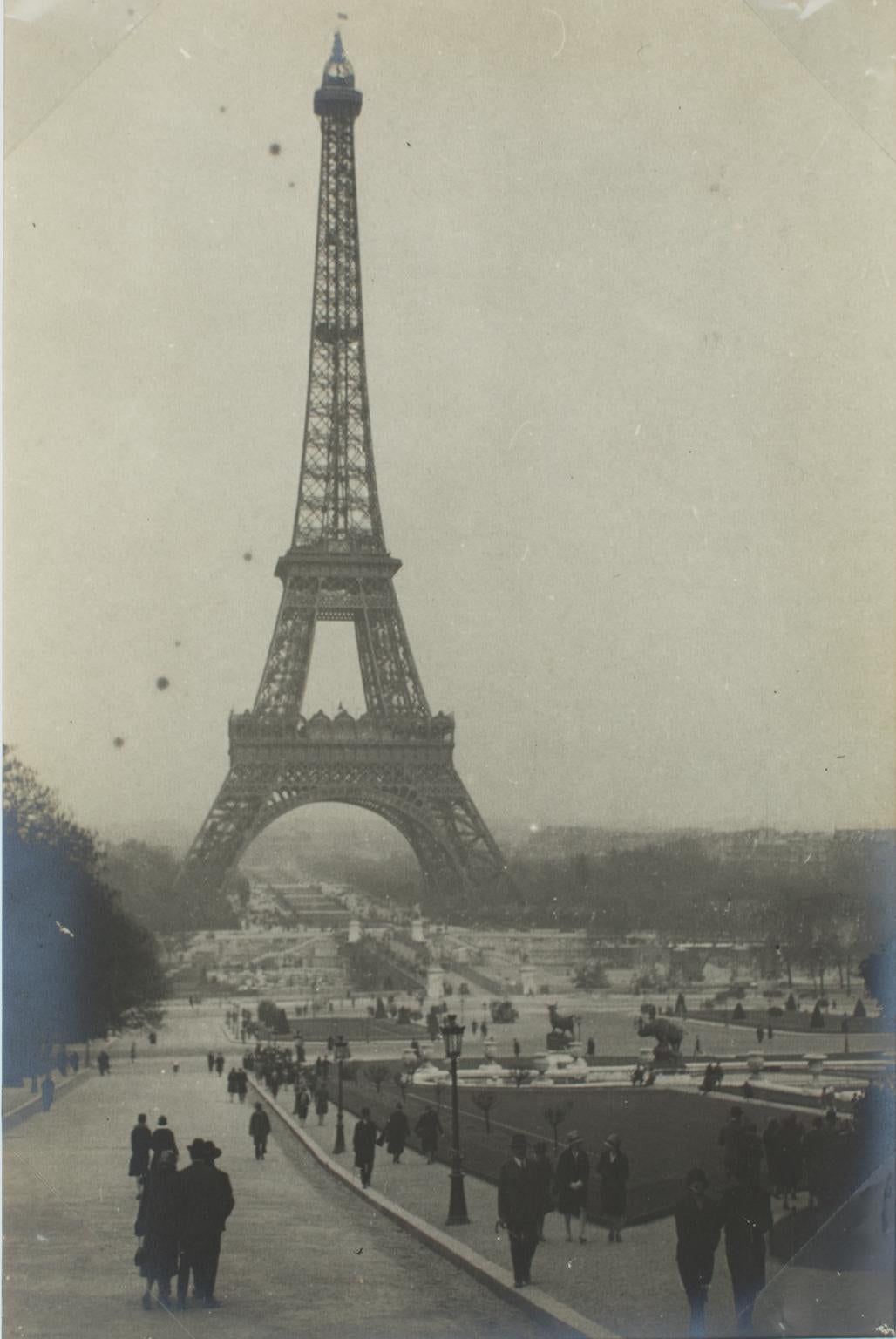 Unknown Landscape Photograph - The Eiffel Tower in Paris 1927 - Silver Gelatin Black and White Photograph