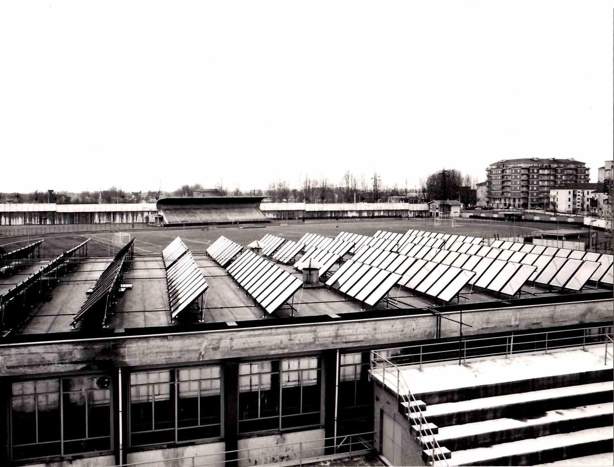 Unknown Black and White Photograph - The First Solar Panels - Vintage Photograph - 1980s
