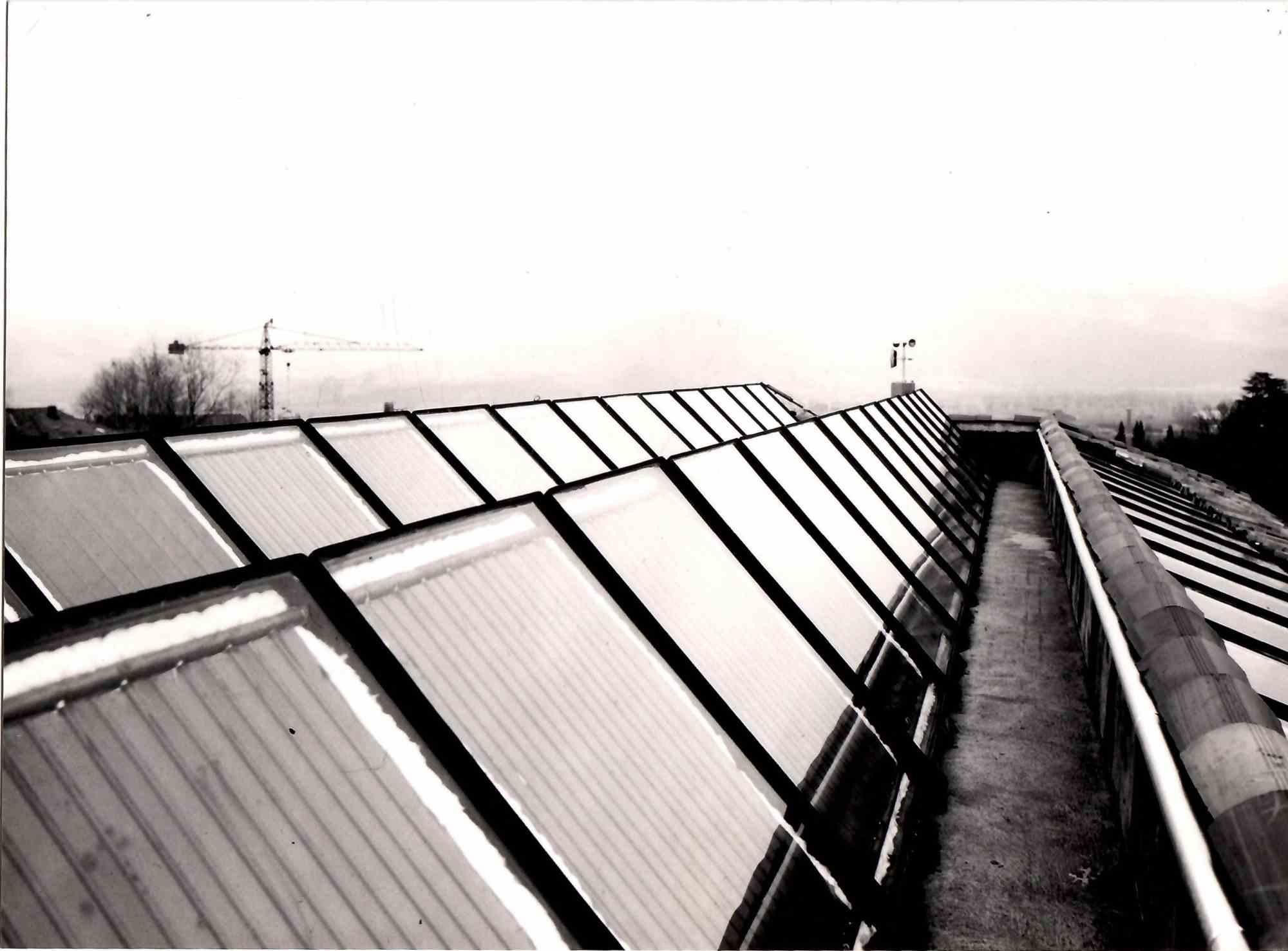 Unknown Black and White Photograph - The First Solar Panels - Vintage Photograph - 1980s