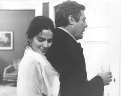 The Italian Actors Marcello Mastroianni and Laura Morante - B/w Photo - 1980s