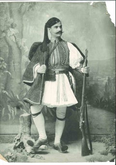 Antique The Old Days - A Greek Soldier in Traditional Costume - Early 20th Century