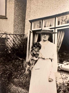 Antique The Old Days Photo - Woman and Dog - Early 20th Century