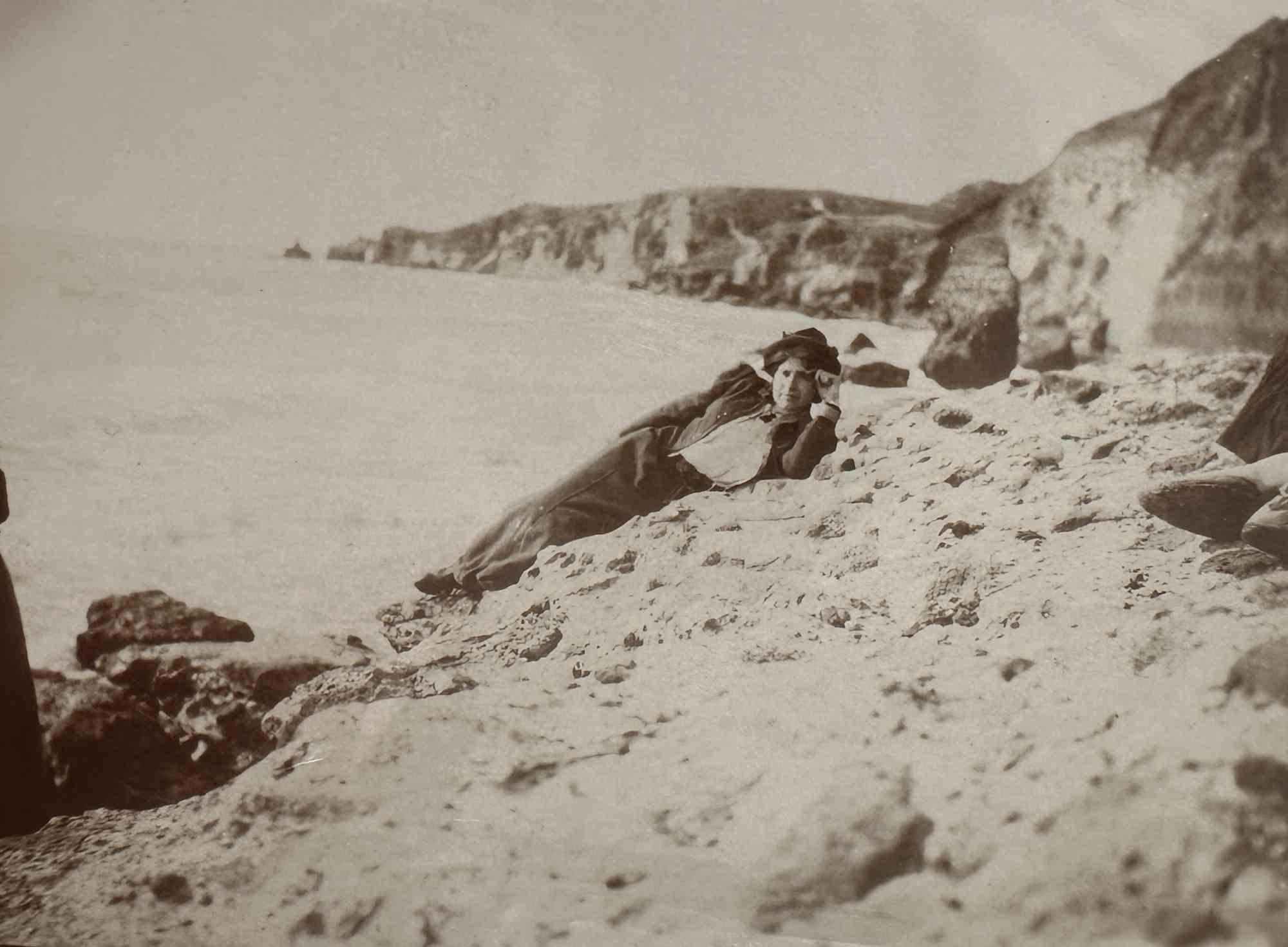 Unknown Figurative Photograph - The Old Days  Photo - Woman at the Beach - Vintage Photo - Early 20th Century