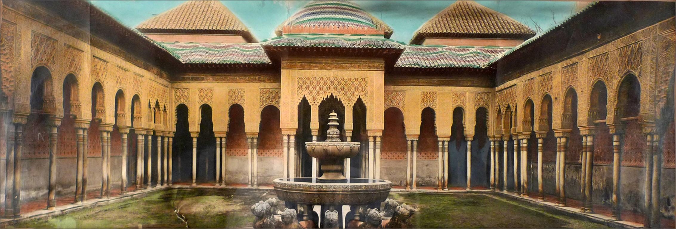 „“The Patio de los Leones“, Die Alhambra in Granada, Spanien – Photograph von Unknown