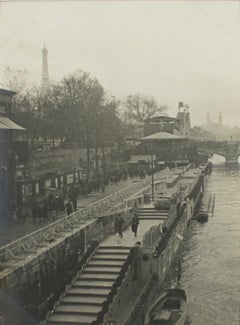 Antique The Seine River at The Paris Decorative Art Exhibition 1925, B and W Photography
