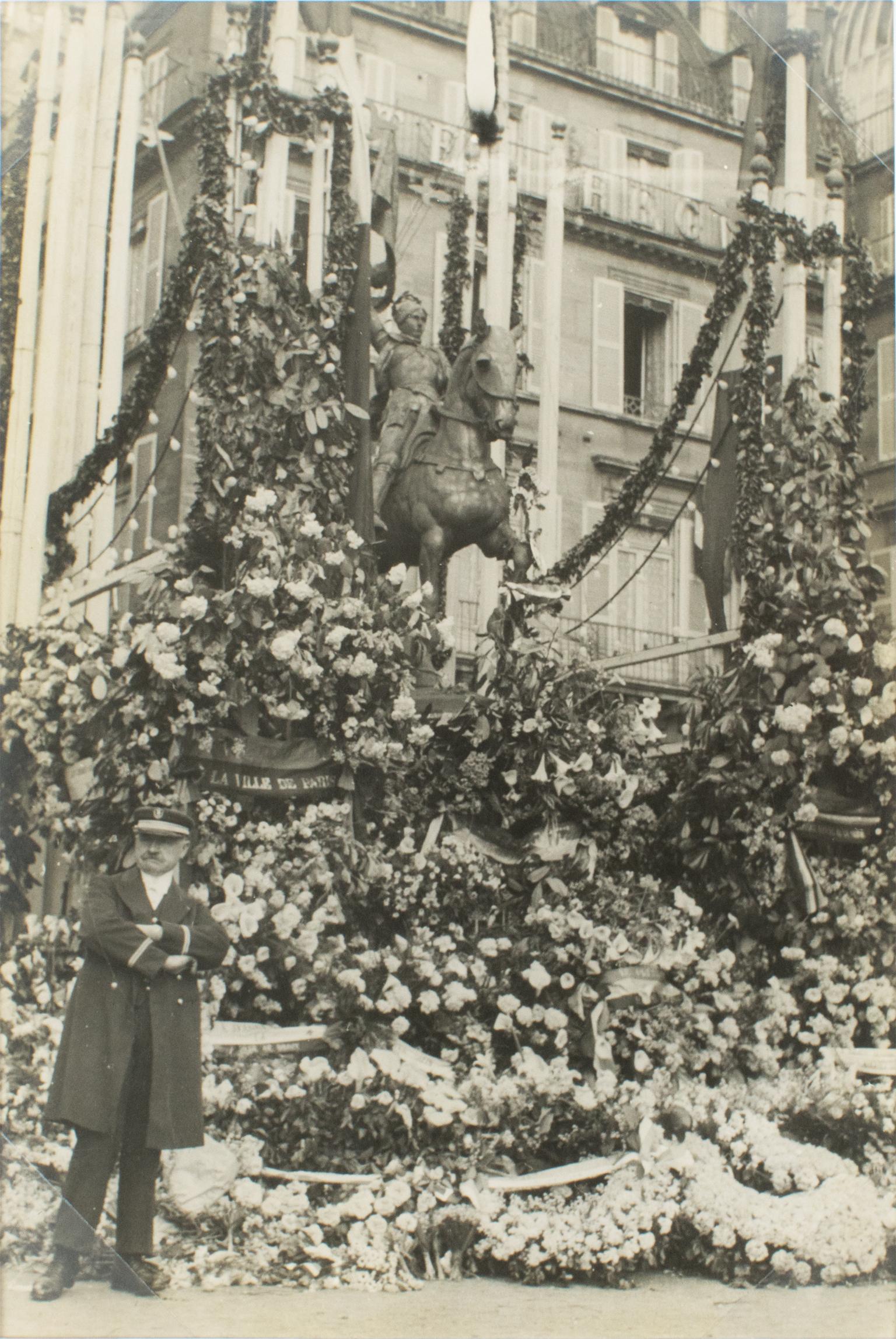 Unknown Landscape Photograph - The Statue of Joan of Arc in Paris, 1927 - Silver Gelatin B and W Photograph