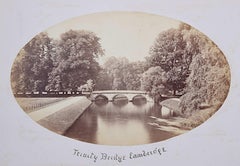 Vintage Trinity College Bridge, Cambridge, Albumen photograph c. 1870 