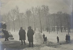 Tuileriengarten in Paris unter dem Schnee 1926, Silber-Gelatine-B/W-Fotografie