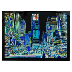 Urban Expressionist Digital Photography on Plexiglass Titled "Night on Broadway"