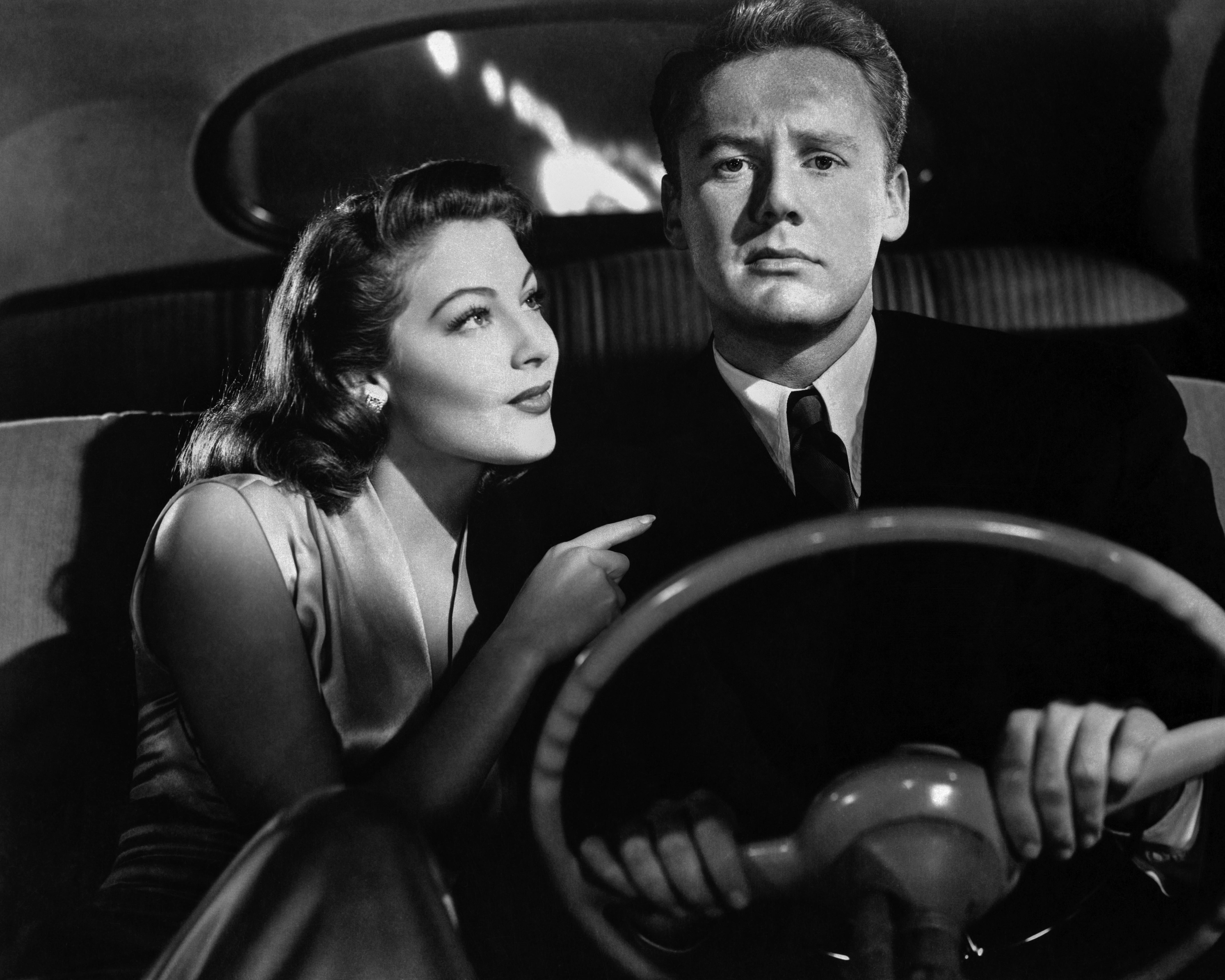 Unknown Black and White Photograph - Van Johnson and Ava Gardner Sitting in Car