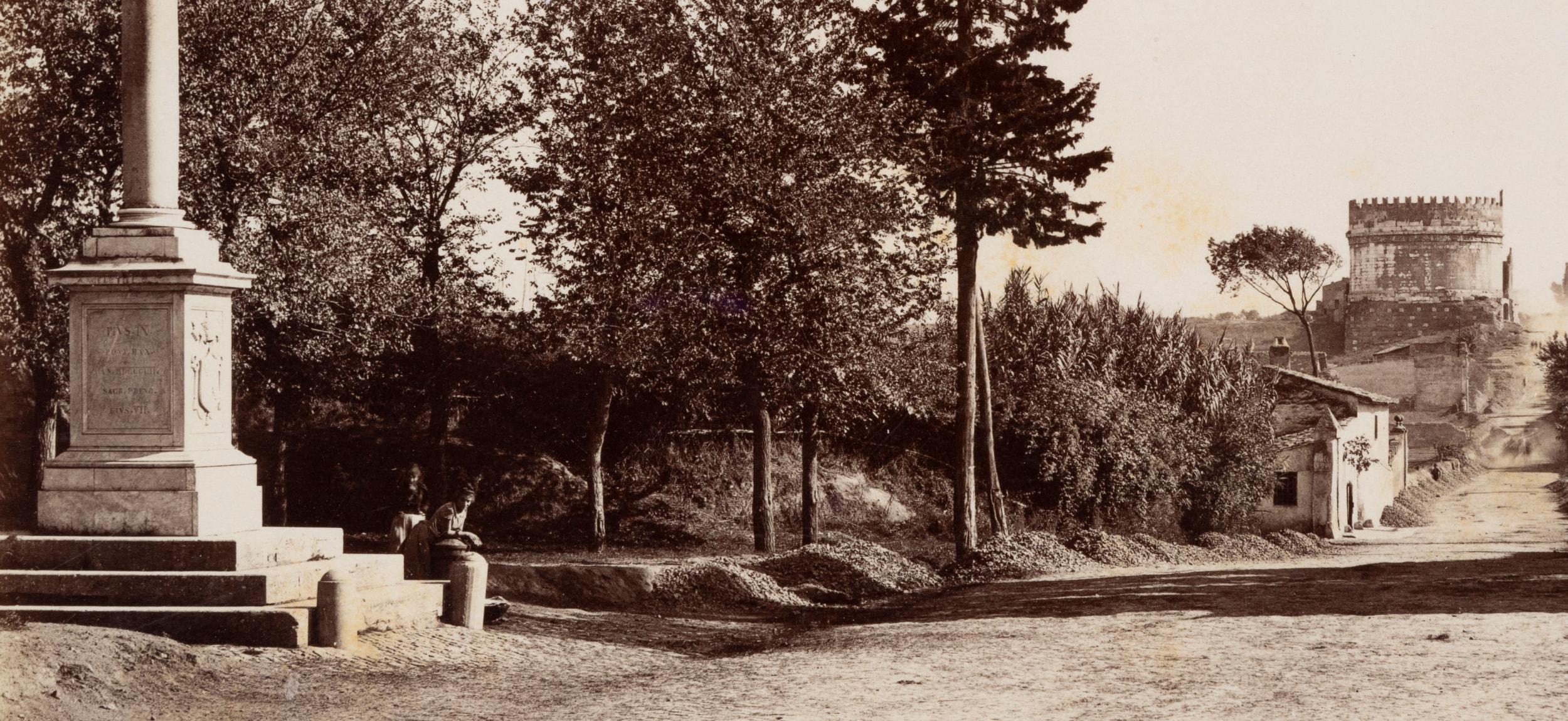 Fratelli Alinari (19th century) Circle: View of the funerary monument of Caecilia Metella from the Via Appia Near Rome, c. 1880, albumen paper print

Technique: albumen paper print

Inscription: At the lower part inscribed in the printing plate: