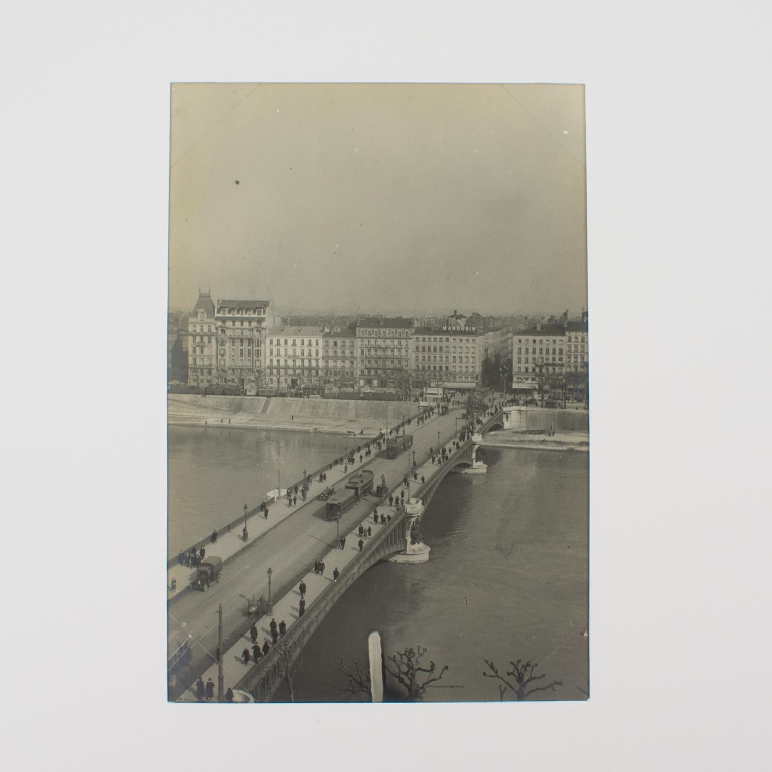 View of a bridge in Lyon France, Silver Gelatin Black and White Photography 1927 For Sale 5