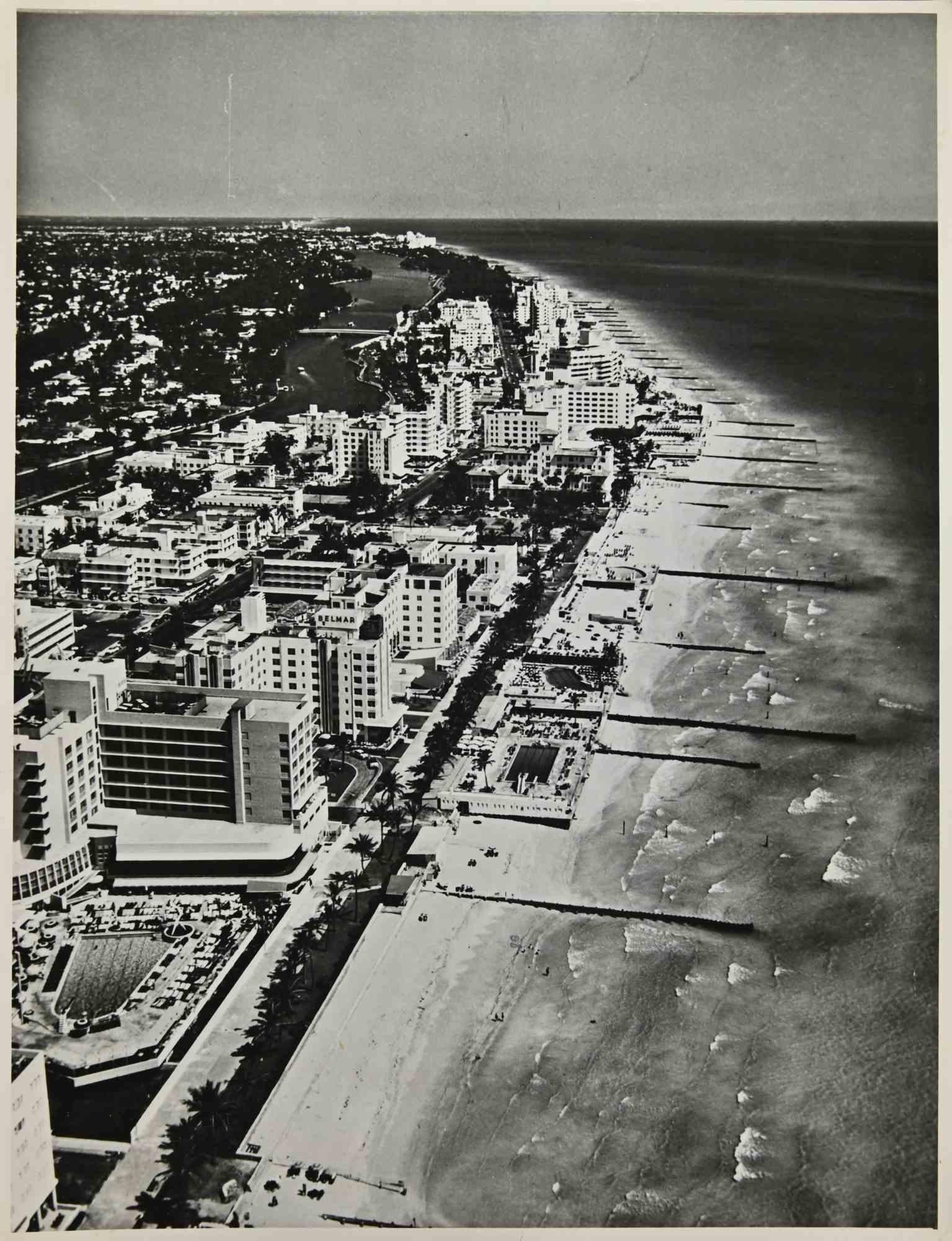 Vue de la plage de Miami en Floride - Photographie vintage - Années 1960