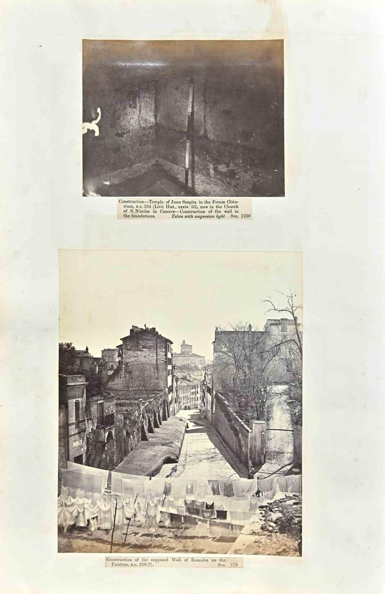 View Of Rome - Vintage Photograph is a Vintage Photograph in the early 20th Century.

Four photographs, two on the front and two on the rear: Temple of Juno, Wall of Romulus, and Walls of Rome.

Good condition and aged margins.

The artwork belongs
