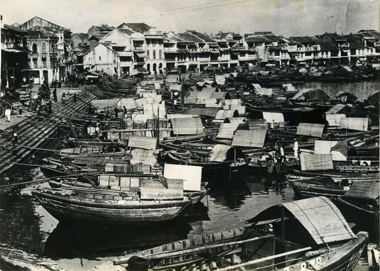 View of the Ancient Port of Singapore – Vintage-Foto aus den 1930er Jahren